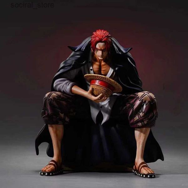 Figuras de juguete de acción 17cm de una pieza Figuras de anime de vástagos Red Yonko Red Hair Shanks Figura de acción PVC Estatua Modelo de decoración de la muñeca Toys L240402