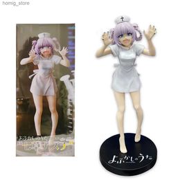 Actie speelgoedfiguren 18 cm anime call of the night figuur nanakusa nazuna witte verpleegster verkleed staande schattige grimace expressie meisje pvc cadeau speelgoed y240415