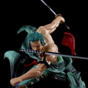 Figuras de juguete de acción 18 CM One Piece Banpresto Anime Roronoa Zoro Tres cuchillos de pie PVC Figura de acción Colección Modelo fresco Decoración Juguetes Regalos para niños