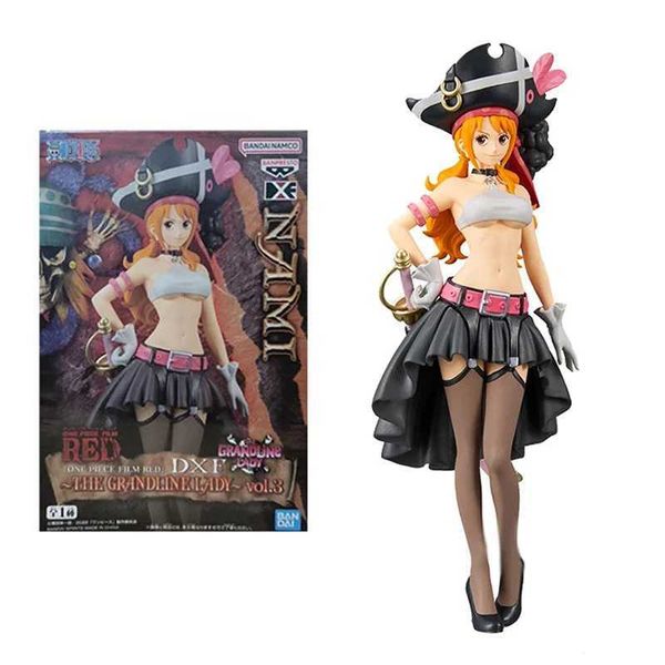 Action Toy Figures 19cm Animation One Piece Nami Vêtements noirs Picture One Piece Movie Red Robe Picture PVC MODEAU COLLECTIBLE TOUELL CHILRENS