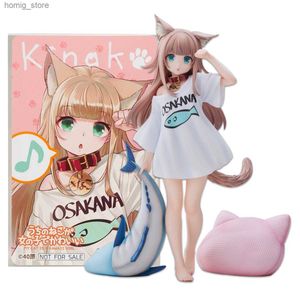 Figuras de juguete de acción de 19 cm Figura de anime My Cat es una linda chica de soja camiseta blanca de pie de pie, modelo de regalos de regalos de PVC, juguete de acción Y240415