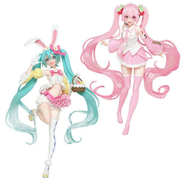 Figuras de juguete de acción 19cm Japón Anime Twodimensional Girl Figura 2styles Pink Sakura Conejo Tars Pie Standing Toys PVC Collectible Decorative 230814