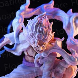 Action Toy Figures 19cm One Piece Anime Figurine Lightning Luffy Gear 5 Sun God Nikka Scotting Scene PVC Figures d'action Adult Model Toys for Boys