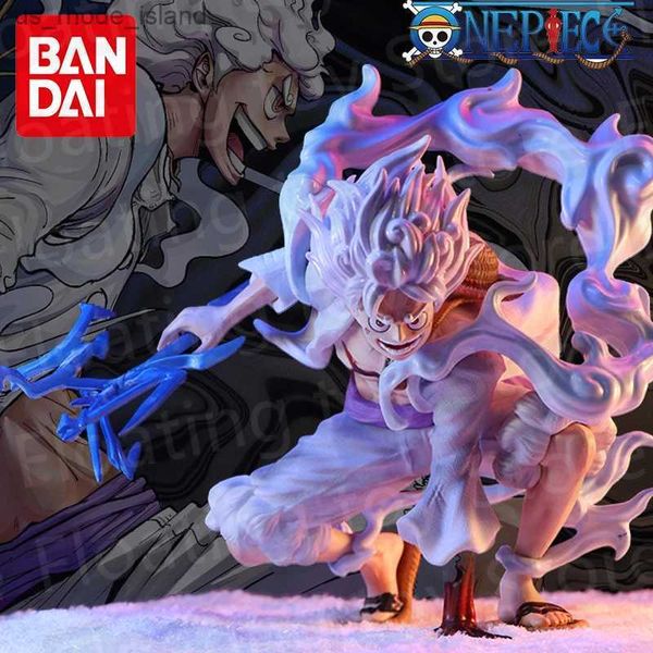 Figuras de juguete de acción 19 cm Figura de anime de una pieza Lightning Luffy Gear 5 Dios del sol Nikka Escena en cuclillas Figuras de acción de PVC Modelo para adultos Juguetes para niños