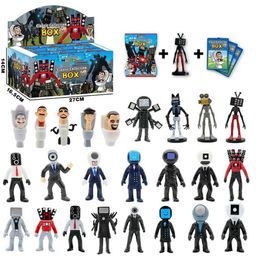 Action Toy Figures 1pcs Skibidi Toilet Figure Set Toilet Man VS Monitor L'audio et l'appareil photo Titan Speakerman Action Figurines Blind Bag Carte T240506