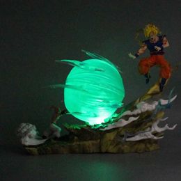 Actiespeelfiguren 20 cm Anime Figuren Son Goku VS Majin Buu Battle DBZ GK Standbeeld PVC Actiefiguren Led Collectie Model Pop Speelgoed Geschenk