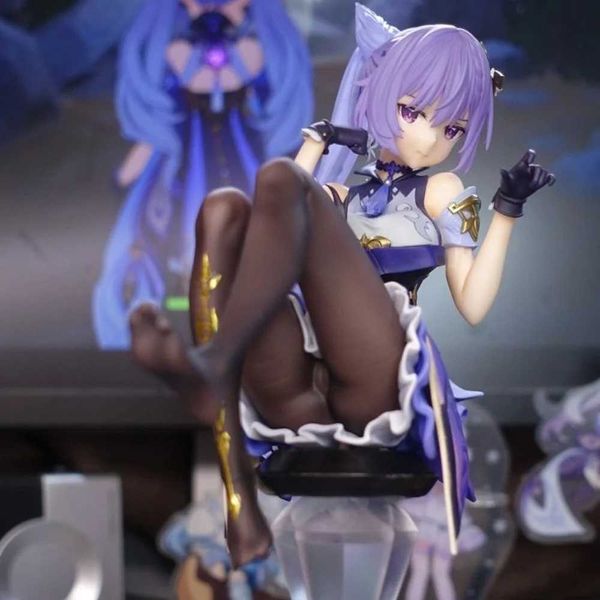 Action Toy Figures 22cm Genshin Impact Figures Modèle Kawaii Girl Sexy Keqing PVC Kids Toys Figures d'action Collection Anime Figure Figma Doll Gift T240422