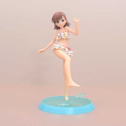 Actie Speelfiguren 23 CM Anime Figuur Misaka Mikoto Majutsu Index Sexy Schattig Wit Badpak Staand Model Poppen Speelgoed Cadeau Materiaal