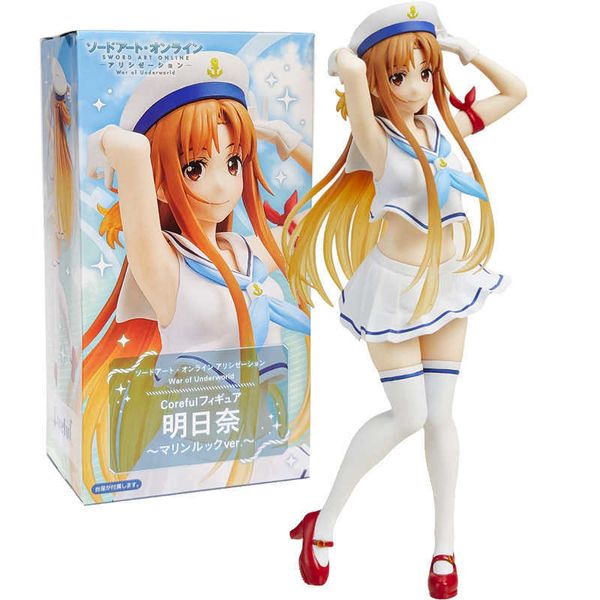 Figuras de juguete de acción 24CM figura de juego de Anime Anime Sword Art Online traje de marinero Linda Pose de pie modelo muñecas juguete