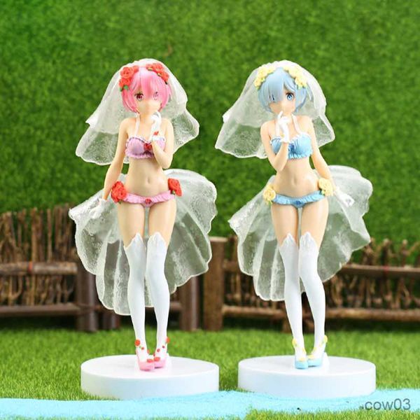 Action Toy Figures 25CM Anime Figure Re Life In Different World From Zero robe de mariée belle fille modèle debout ornement décoratif R230710