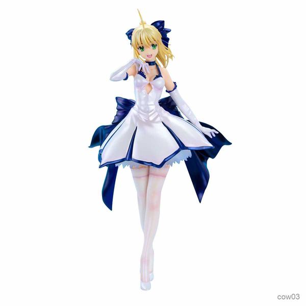 Action Toy Figures 27CM Anime Figure Saber Fate Stay Night Jupe de combat bleu et blanc Debout Modèle Poupées Jouet Cadeau Collecter du matériel en boîte R230710