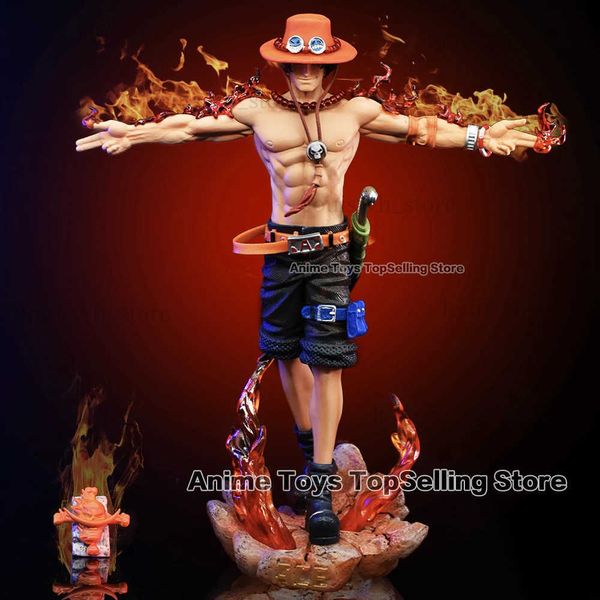 Figurines de jouets d'action 28 cm Anime One Piece Figure style classique Ace Figure peut émettre de la lumière PVC collection Statue modèle jouets cadeaux T240325