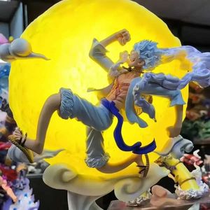 Action Toy Figures 28cm One Piece Anime Figure Gear 5 Figures Luffy Moon avec LED Nika Luffy Statue PVC GK Room Coquette Doll Christmas Toy Cadeaux T240506