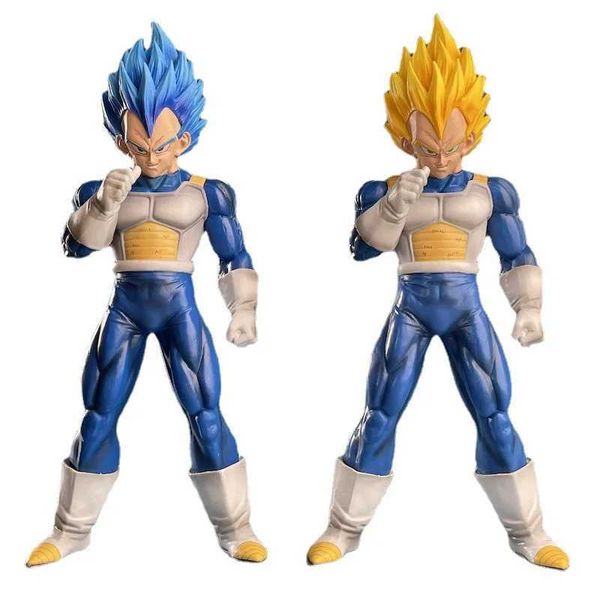 Acción Toy Figuras 28 cm z Cabello azul amarillo Majin Vegeta Figura autodestrucción Super Saiyan PVC Figurado de acción Modelo de hobby Toys regalo