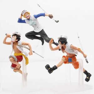 Action Toy Figures 3 Style 17cm One Piece Anime Navy Uniforme Running Luffy Ace Sabo Action Figure Statue PVC MODEL