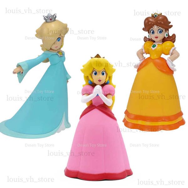 Figuras de juguete de acción 3 estilos Bros Figuras Melocotón Princesa Daisy Rosalina Belleza Anime Acción PVC Juguetes Figuras Juego Muñeca Regalos para niños T240325