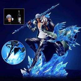 Action Toy Figures 30cm One Piece Aokiji Kuzan Figurine Action GK Anime Figure PVC 2 Heads 2 Hands LED State Model Collection Decoration Toy Gift L240402