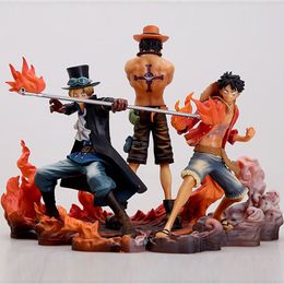 Actie speelgoedcijfers 3PCS Anime Figuur Monkey D Luffy Ace Sabo Three Brothers Set PVC Action Figure Collection Model Toys Doll 14-17cm 230211