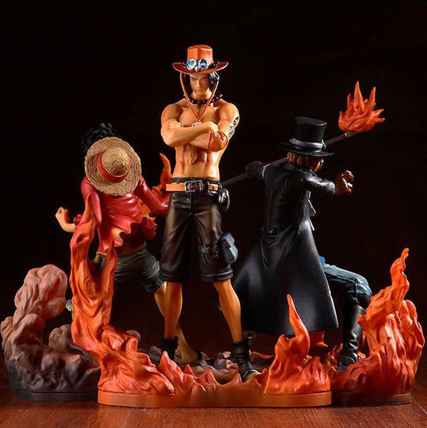 Figuras de juguete de acción 3 Unids / set Anime One Piece DXF Hermandad II Figura Portgas Ace Sabo Luffy Estatuilla Figuras de acción Colección de PVC Modelo de juguete T230105