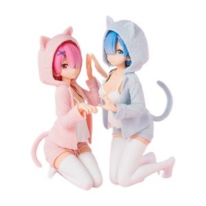 Action Toy Figures 4 Styles Cat Ears Rem Anime Figure RE Zero-Starting Life in Another World Ram Sexy Kneeling Model Collection Toys 12CM PVC Doll 230608