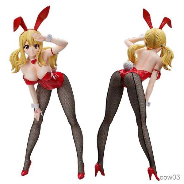 Figurines d'action 40CM Anime FAIRY TAIL Anime Figure Lucy Scarlet Sexy Black Mesh Chaussettes Bunny Girl Adulte Modèle Poupée R230710