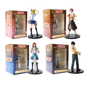 Action Figurines 4pcs / lot 15cm Fairy Tail Erza Scarlett Gris Fullbuster Lucy Heartfilia Natsu Dragnir PVC Action Figure Collection Modèle Jouet Poupée T230105