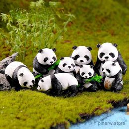 Figurines d'action 4 pièces/ensemble mignon dessin animé Panda jouet Figurines PVC artisanat gâteau accessoires Miniatures Mini bricolage ornement fée Ggarden Miniature