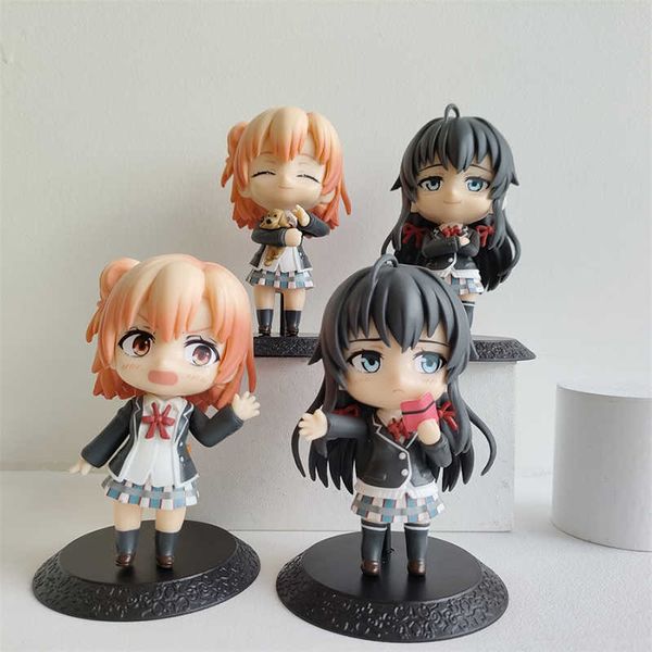 Figurines d'action 4pcs / set My Teen Comédie Romantique SNAFU Anime Figure Yui Yuigahama Action Figure Yukino Yukinoshita Figurine Modèle Poupée Jouets 10cm AA230413