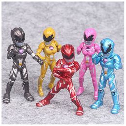 Actie speelgoedcijfers 5 stks/set dinosaur -team power poppen rond de film Warrior D Model PVC Ranger Action Figure Collection Gifts 230217