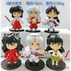 Action Toy Figures 6pcs / 1set inuyasha anime figure Higurashi Kagome Miroku Sesshoumaru Action Figure Q Version Toys PVC Modèle Doll Cadeaux pour enfants