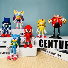 Action Toy Figures 6pcs Set 11cm Mignon Sonic Pvc Character Toy Hedgehog Shadow Tail Figure Modèle Dolls Enfants Animal Toy Birthday Gift T240422