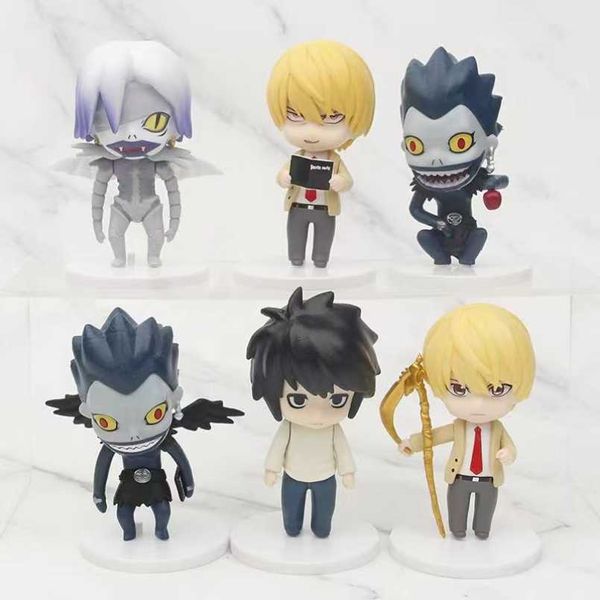 Figuras de juguete de acción 6 unids/set figuras de Death Note de Anime Grim Reaper Ryuk figura de acción de PVC modelo Yagami Light adornos de muñecas juguetes para niños regalo AA230413