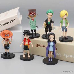 Action Toy Figures 6 unids/set Anime One Piece figura de acción PVC Luffy nueva acción coleccionable modelo decoraciones muñeca niños juguetes para regalo de Navidad