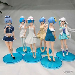 Figuras de juguete de acción 6pcs/set REM Figura de anime Life en otro mundo Modelo de ángel de uniforme de uniforme de uniforme