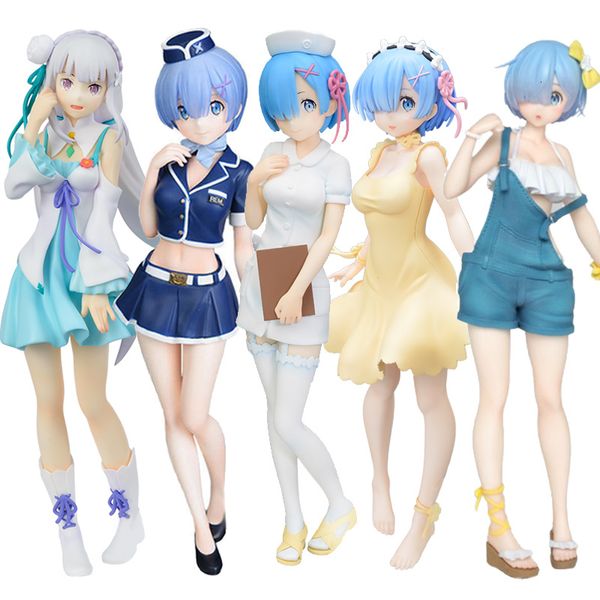 Action Toy Figures 6Styles Rem Anime Figure RE Zero-Starting Life in Another World Hôtesse de l'air Uniforme Infirmière Uniforme Ange Modèle PVC Jouets Poupée 230606