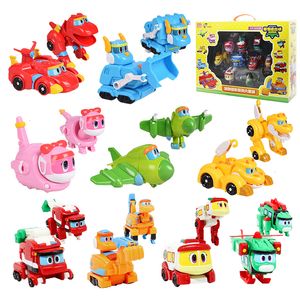 Actie speelgoedcijfers 9 stks/set min gogo dino vervorming robot tot dinosaurus speelgoed actie figuren transformatie auto vliegtuig motorboot kraan speelgoed 230217