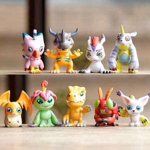 Figurines d'action 9pcsSet Digimon Adventure Tailmon Gomamon Patamon Gabumon Tentomon Palmon Piyomon Agumon Anime Modèle Poupée Cadeaux 230724