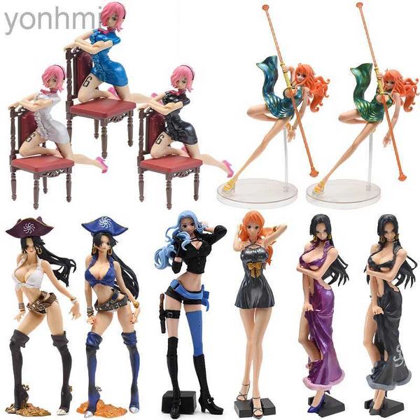 Figurines d'action Figurine d'action une pièce Pirate Boa Hancock Reiju Vivi poupée mignonne Figure d'anime Nunchucks Nami modèle de bataille classique Figurine jouets 240322