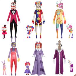 Actiespeelfiguren Verbazingwekkende en magische digitale Circus Adt Rollenspelkostuums voor kinderen Cartoon Poni Jumpsuit Kindercadeaus 240119 Dhsvq