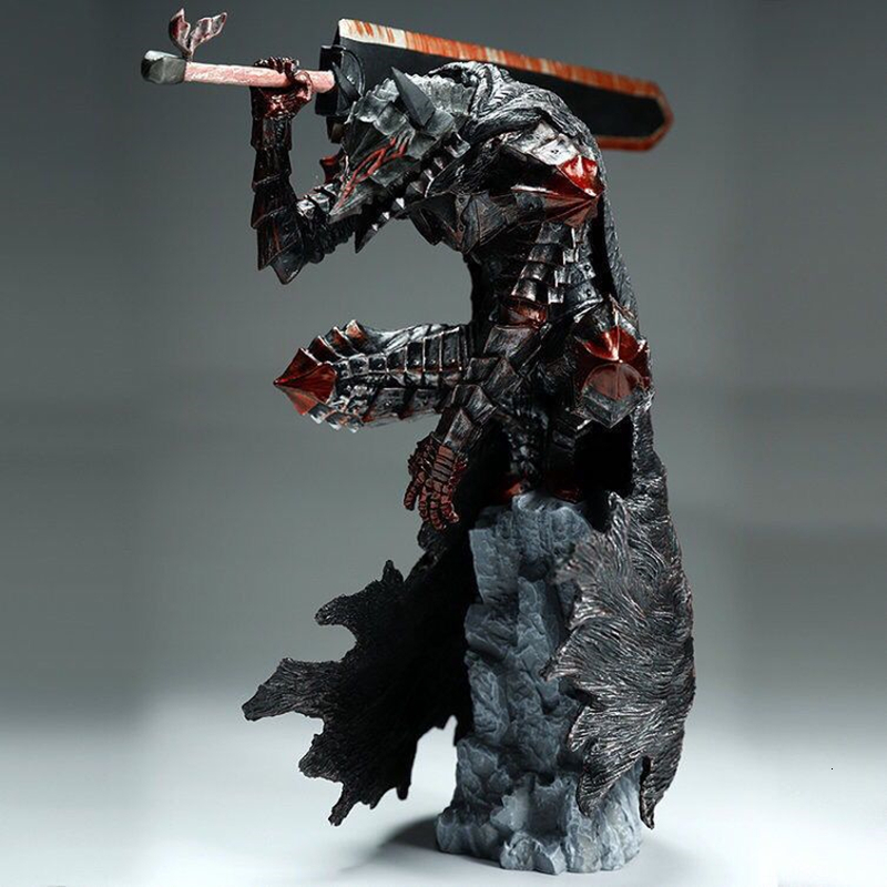 Figurki do zabawy Anime Berserk Guts L Figure Black Battle Armor War Damage Guts L Swordsman Figurka Model z PVC Kolekcja lalek Prezenty dla dzieci 230203