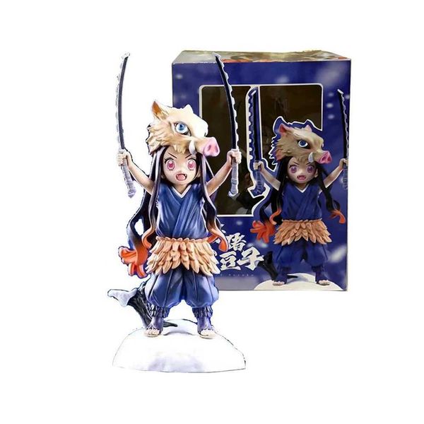 Action Toy Figures Caractères Anime Demon 20cm Inosuke à double pole Figure PVC Figure d'action Modèle Toys Cadeaux en gros de Y240516