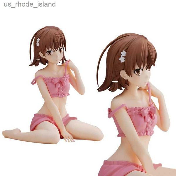 Figuras de juguete de acción Figura de anime Misaka Mikoto 11 CM Traje de baño sexy Pistola científica súper electromagnética Juguetes de pie Modelo Colección Adornos