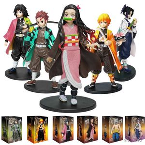 Figurines d'action Anime Kamado Tanjirou Nezuko Figurine de tueur de démons figurines d'action modèle en PVC jouets Zenitsu Figurine Inosuke Kimetsu No Yaiba Figura