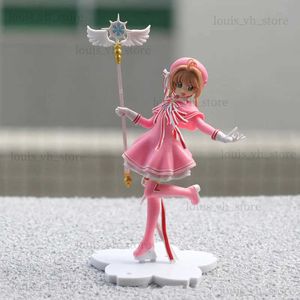 Action Toy Figures Anime Belle Carte Rose Captor SAKURA Figurines Modèles PVC Figure Modèle De Voiture Gâteau Décorations Baguette Magique Filles Jouets Cadeau T240325