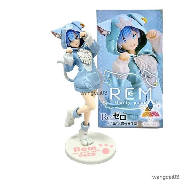 Figuras de juguete de acción Anime Maid Carácter Twin Sisters Pink and Blue Hair Different World World Invency PVC Modelo de muñecas Juguetes Empacados