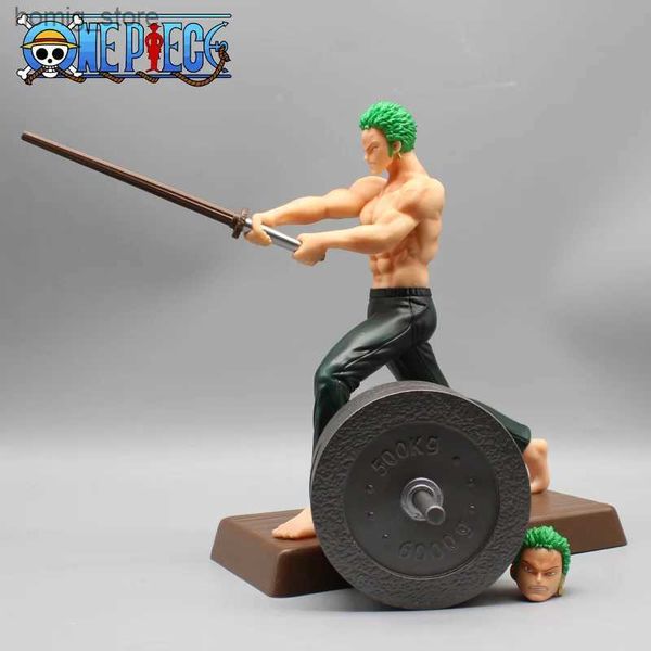 Figuras de juguete de acción Anime One Piece GK Fitness Roronoa Zoro Mode Modelo Modelo de madera Ornamentos Acción Figura Colección Decoración Juguetes Regalos de Navidad Y240415