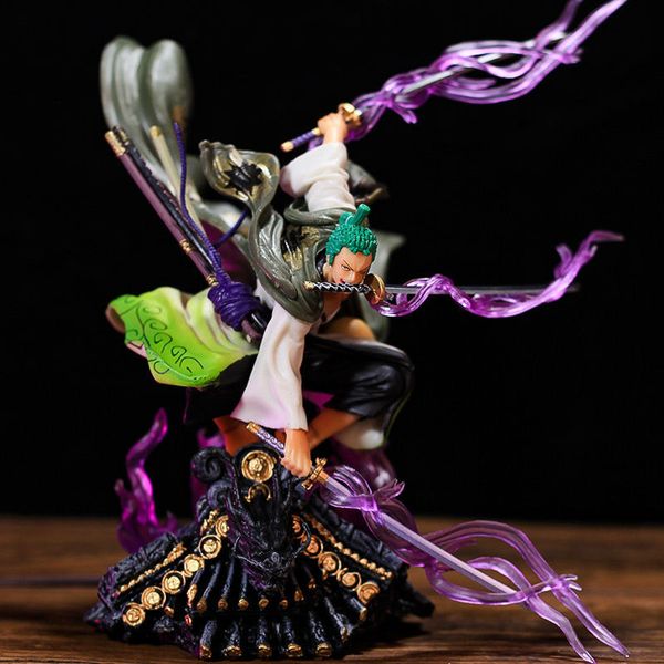 Figurines de jouets d'action Anime Roronoa Zoro Figure GK Wano Kingdom Roof Trois Modèle d'épée Double tête OPP ensaché sans boîte 221208