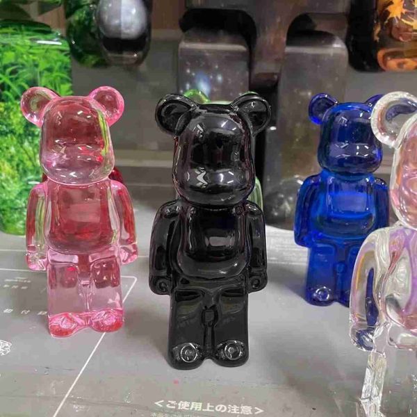 Figuras de juguete de acción BERBRICK Baccar Crystal Bear Bearbrick14.3cm Color transparente Bloque de construcción negro Oso Tendencia Muñeca Decoración Giftvaiduryc