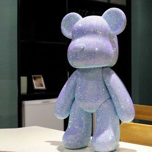 Actie speelgoedfiguren Big Diamond Bear Brick Patroon Diy Rhinestone gewelddadige standbeeld kunst schilderen vinyl sieraden kruissteek cadeau H240521