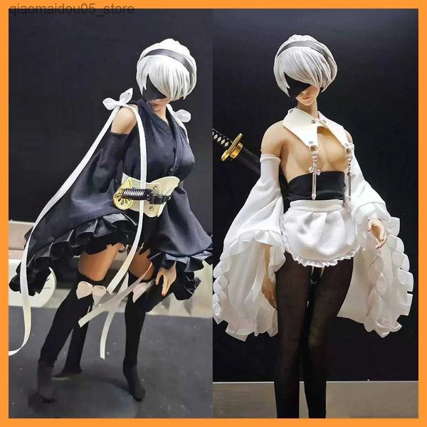 Acción Figuras de juguete en blanco y negro 1/6 escala nier autómata yorha 2b hermanas traje de ropa sexy adecuada para 12 acción figura cuerpo modelo